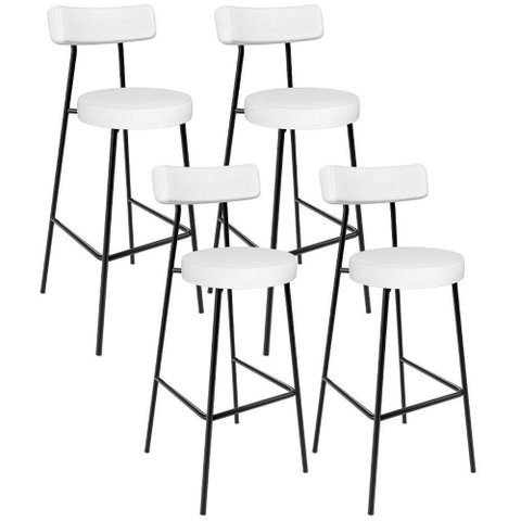 Kit 04 Banquetas Altas Bar Cozinha Sala de Jantar Estrutura em Aço Milão L02 Facto Branco - Lyam