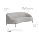Ver imagem 3 de Sofá Curvo Porto 03 Lugares 180cm Pés Preto Bouclé Cinza Claro - Nexta Casa
