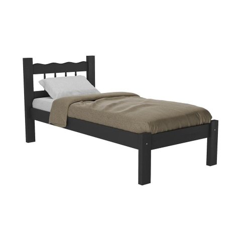 Cama Solteiro Madeira Maciça com Colchão Incluso Madri Multimóveis VCR4161 Preto