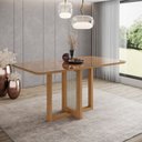 Ver imagem 3 de Mesa Natali para 6 Lugares Tampo de 160cm Canto Arredondado com Vidro e Detalhe com Acabamento em Me