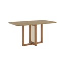 Ver imagem 1 de Mesa Natali para 6 Lugares Tampo de 160cm Canto Arredondado com Vidro e Detalhe com Acabamento em Me
