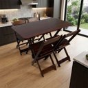 Ver imagem 3 de Kit Mesa 120x70 Dobrável em Madeira Maciça com 4 Cadeiras