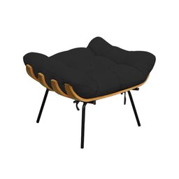 Poltrona Costela com Puff em Linho Preto - 4