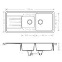 Ver imagem 6 de Cuba de Cozinha em Quartzo Arell 201e + Válvula Branco/inox