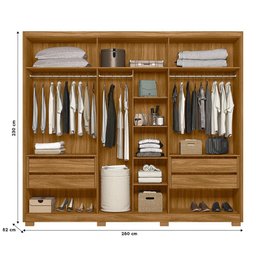Guarda Roupa Araguaia 260cm 6 Portas Freijó Off White com Espelho Moval - 6