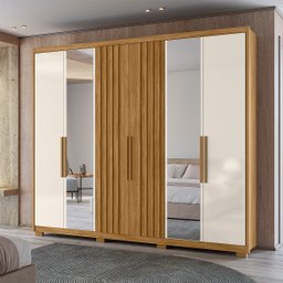 Guarda Roupa Araguaia 260cm 6 Portas Freijó Off White com Espelho Moval - 11