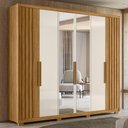 Ver imagem 1 de Guarda Roupa Araguaia 260cm 6 Portas Freijó Off White com Espelho Moval