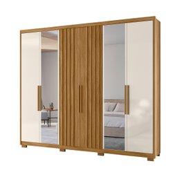 Guarda Roupa Araguaia 260cm 6 Portas Freijó Off White com Espelho Moval - 10