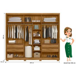 Guarda Roupa Araguaia 260cm 6 Portas Freijó Off White com Espelho Moval - 7