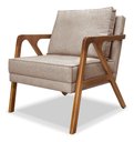 Ver imagem 1 de Poltrona Luxo Lara para Sala Base de Madeira Linho Areia Bz Home Decor