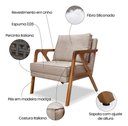 Ver imagem 5 de Poltrona Luxo Lara para Sala Base de Madeira Linho Areia Bz Home Decor