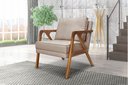 Ver imagem 2 de Poltrona Luxo Lara para Sala Base de Madeira Linho Areia Bz Home Decor