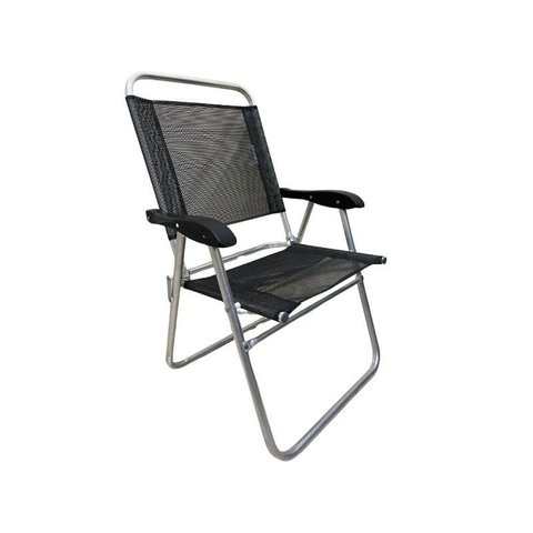 Cadeira de Praia Alta Sanete Encosto Alto Aluminio Ronchetti Cor Preto