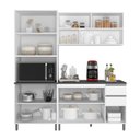 Ver imagem 4 de Cozinha Completa Evidence 9 Portas 2 Gavetas Com Paneleiro Duplo Poliman Móveis Branco Com Prata