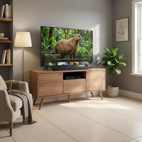 Rack Bancada para Tv até 75 Pol 2 Portas 1 Gaveta Jequetiba