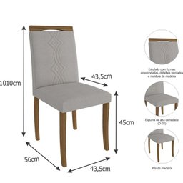 Conjunto Sala de Jantar Adele com 4 Cadeiras Madeira/Off White/Aspen Caixotin - 2
