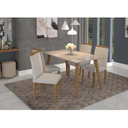 Conjunto Sala de Jantar Adele com 4 Cadeiras Madeira/Off White/Aspen Caixotin - 1