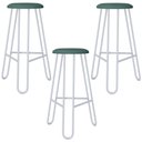 Ver imagem 1 de Kit 03 Banquetas Baixa Bar Cozinha Sala de Jantar Áris C01 Branco Courino Verde Sálvia - Lyam Decor