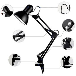 Luminária Pixar Lorben Abajur de Mesa Articulada com Garra e Base Preto - 8