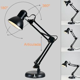 Luminária Pixar Lorben Abajur de Mesa Articulada com Garra e Base Preto - 4