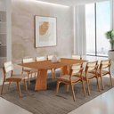 Ver imagem 1 de Sala de Jantar Mesa Florida 220cm Tampo Laminado Barril e 8 Cadeiras Eva Premium Moderna Mobília
