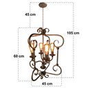 Ver imagem 2 de Luminária Decorativa Rustica Para Área Gourmet Dourada Libertas Rosas Artesanato Quadrado Dourado
