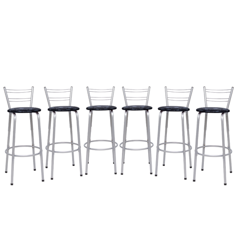 Kit 6 Banquetas para Balcão Flórida Prata Bistrô Ilhas Cozinha Gourmet Bares