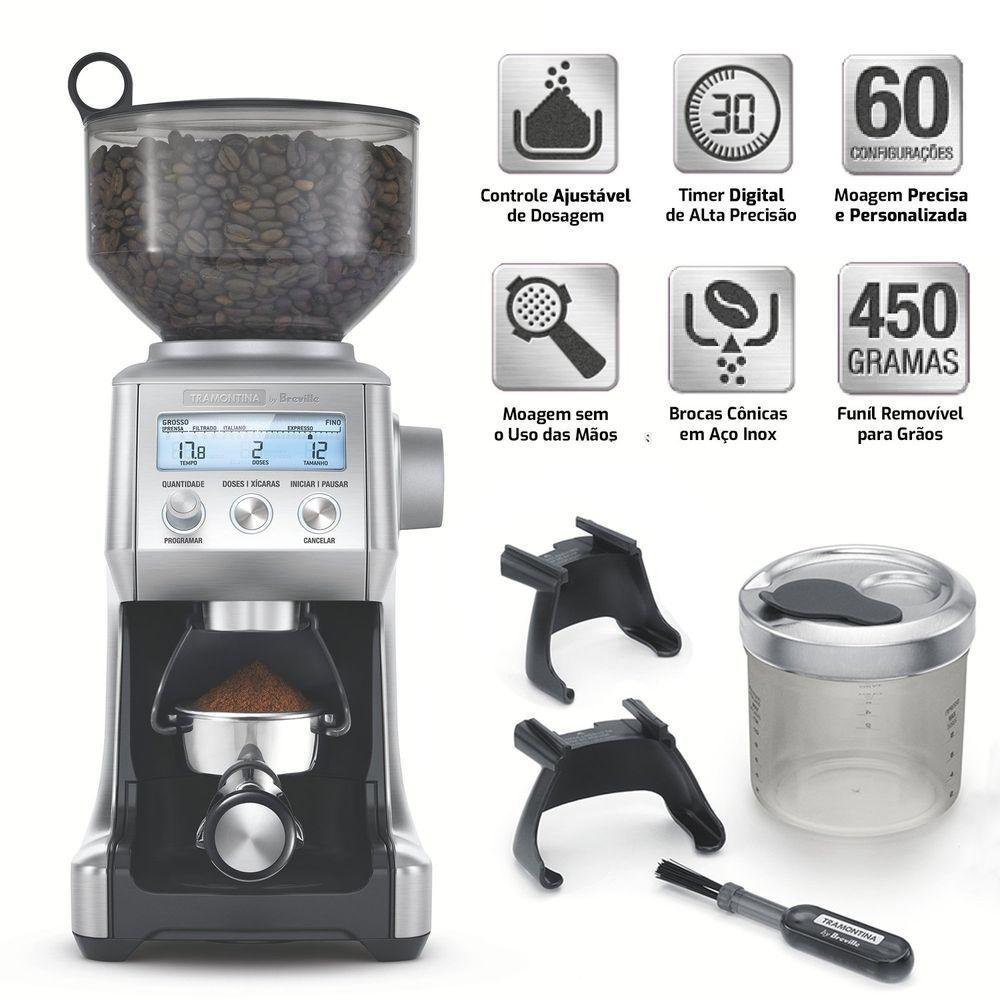 Moedor de Grãos de Café 60 Níveis - By Breville Express Aço Inox - Moagem Moinho Elétrico 220v