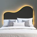 Ver imagem 1 de Cabeceira Orgânica Led 90cm Solteiro Painél para Cama Box Bouclé Serena
