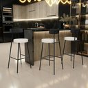Ver imagem 2 de Kit 03 Banquetas Alta Bar Cozinha Sala Jantar Milão L02 Couríssimo Preto Linho Champagne - Lyam Deco