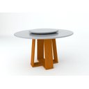 Ver imagem 1 de Mesa Isabela 135X135 Com Tampo Giratório - Ipê/Off White/Off White