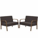 Ver imagem 1 de Kit Poltrona Decorativa 2 Namoradeiras de 2 Lugares Jade Braço Madeira D Salla Suede Marrom