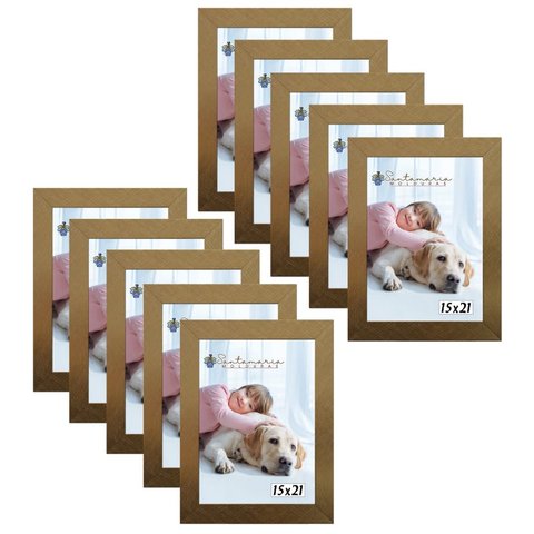 Kit 10 Molduras Porta Retrato 15X21 Dourado