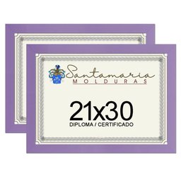 Kit 2 Molduras Porta Diploma Certificado A4 21x30 Lilás - 1