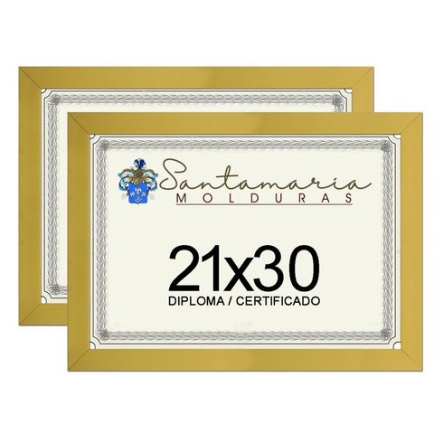 Kit 2 Molduras Porta Diploma Certificado A4 21x30 Amarelo