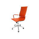 Ver imagem 1 de Cadeira Presidente Esteirinha Laranja em Couro Sintético - Base Giratória Cromada