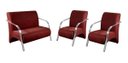 Ver imagem 1 de Conjunto Sevilha 2 Poltronas + 1 Namoradeira Braço Metal Decoração Recepção Sala - Suede Bordô