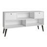 Rack para TV Wood BPP31 até 42 Polegadas c/ 2 Gavetas e 3 Nichos Branco/Pinhão - BRV - 1