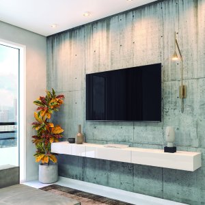 Rack Suspenso para Painel ou TV até 75 Polegadas 3 Portas 1,99m Off White