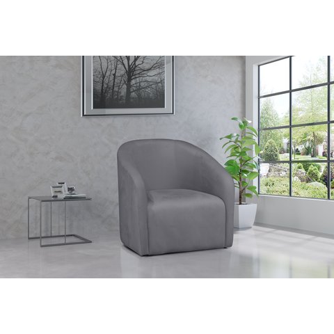 Poltrona Decorativa Julia Veludo Cinza - Lm Decor