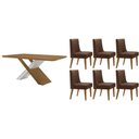 Ver imagem 1 de Conjunto: Mesa Sala Jantar Imperatriz Tampo Curvo 180cm+6 Cadeiras Dafne Madeira Naturale/off White