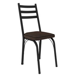 Kit 6 Cadeiras de Cozinha Luisiana Estampado Imbuia Pés de Ferro Preto - 4