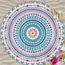 Toalha de Praia PanoSul Microfibra Estampada Redonda Mandala 1,50m Diâmetro Branca - 1