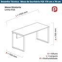 Ver imagem 3 de Mesa Escritório P25 Tub Pandin 170 Cm (larg) X 70 Cm Prof Tampo Mdp Branco Pé Aço Tubular Azul