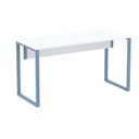 Ver imagem 1 de Mesa Escritório P25 Tub Pandin 170 Cm (larg) X 70 Cm Prof Tampo Mdp Branco Pé Aço Tubular Azul
