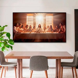 Quadro Decorativo Religião Santa Ceia com Moldura Caixa de 3cm , Ideal para Sala de Estar e Quarto
