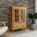 Ver imagem 3 de Vitrine 2 Portas 1 Gaveta Prateleiras MDF Ecomem Clássica MDF Pés Luiz Xv Cor Imbuia