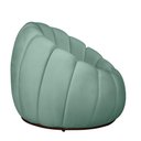 Ver imagem 4 de Kit Poltrona Base Giratória e Puff Concha Decorativo Veludo Cor Acqua