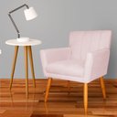Ver imagem 4 de Kit 3 Poltronas Decorativa para Sala de Estar Cecília Suede Rosa Claro - Montanaris Decor Md Montana