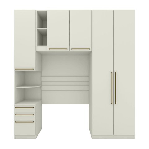 Quarto Solteiro Completo 5 Portas 6 Gavetas Areia